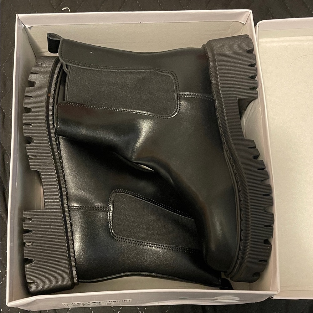 SHEIN Black Platform Wedge Boots